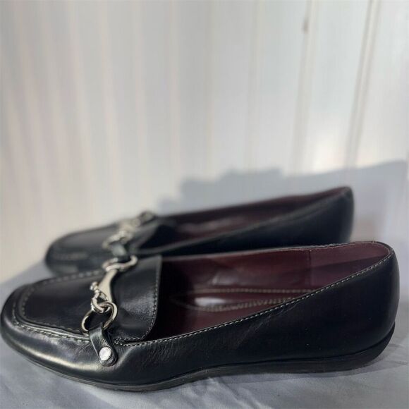 Coach Dorie Black Leather Bit Loafers Size 7.5M Equestrian Horsebit Flats Shoes - Picture 2 of 10